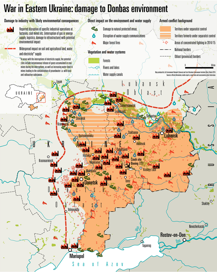 Мапа збитків довкіллю Донбасу
