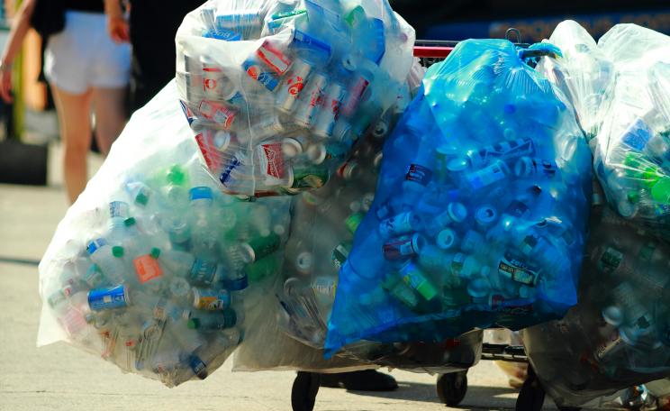 Plastic bottles collected for recycling