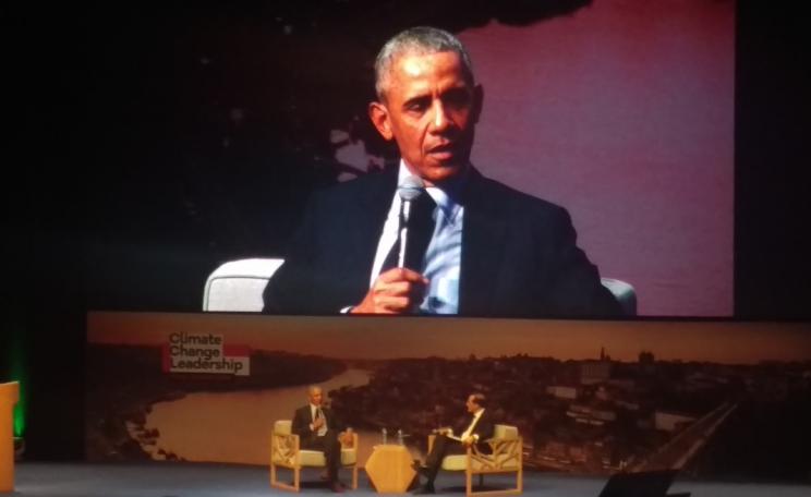 President Obama speaking on climate change at Porto Protocol