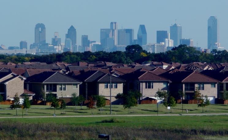 Dallas suburbs and cityscape