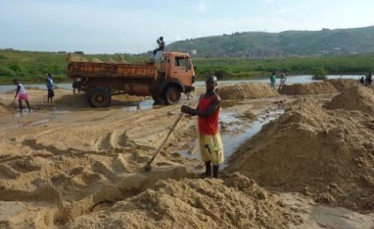 Digging up sand