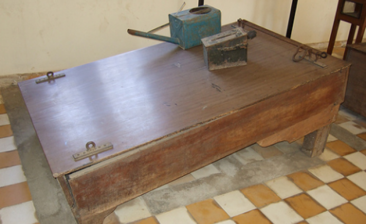 The Khmer Rouge, and the US Government. A Khmer Rouge waterboard used for torturing mainly female prisoners. Photo: waterboardingdotorg via Flickr.com.