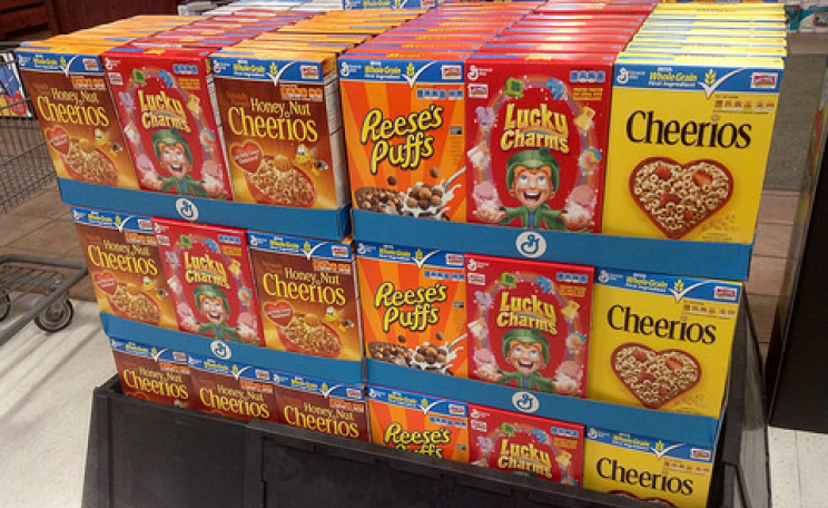 General Mills breakfast cereals at the Entrance to Price Chopper February 2014. Photo: Mike Mozart / JeepersMedia via Flickr.com.