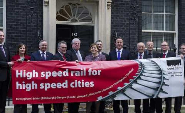Bringing out the big guns for HS2, 21st November 2013. Too bad they're all wrong. Photo: BCC Birmingham News room via Flickr.com.