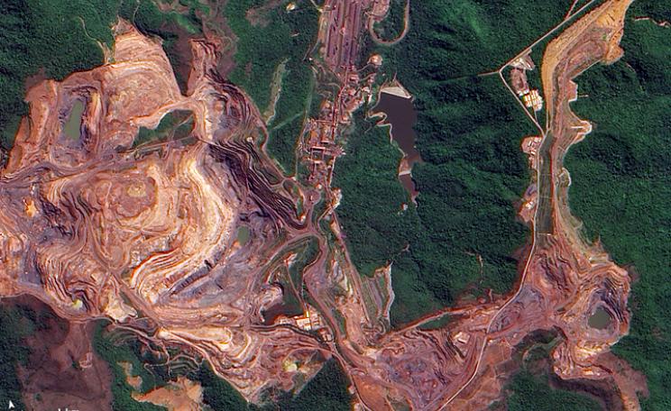 The Carajas mine in the Brazilian Amazon. NASA image created by Jesse Allen, using EO-1 ALI data provided courtesy of the NASA EO-1 Team. Caption by Holli Riebeek. Wikimedia Commons.