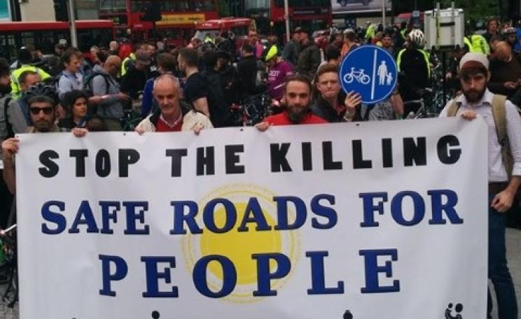 Stop the Killing - Safe Roads for People - a recent protest at the notoriously dangerous Elephant & Castle roundabout in South London. Photo: Andrew Reeves Hall via Stopthekilling.