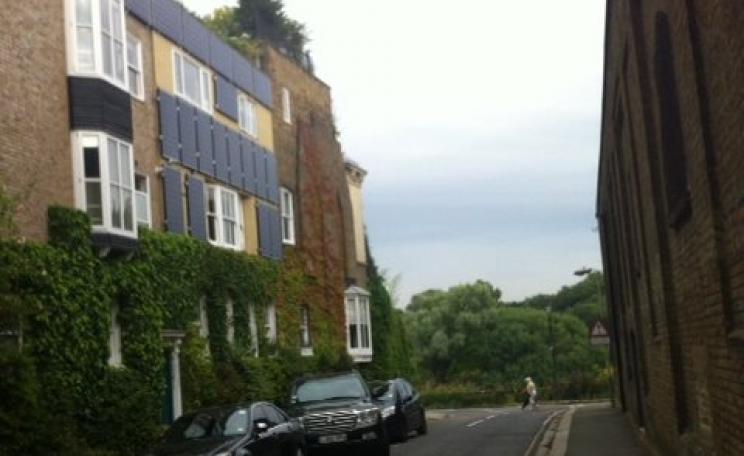 These solar panels on a Chiswick back street are "a clear & present threat to this and future generations" - and that's official! Photo: Paula Owen.