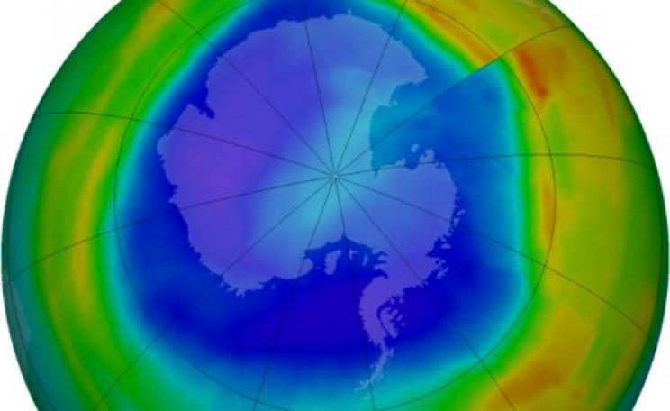 We did it for the ozone layer. Noe it's the climate's turn. Photo: ozone conditions over Antarctica, 7th September 2014. NASA.