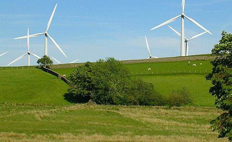 Wind turbines in Powys, Wales. Even if you don't like them, would an open-pit coal mine, or landscape dotted with fracking wells, be an improvement? Photo: vicirabi via Flickr.