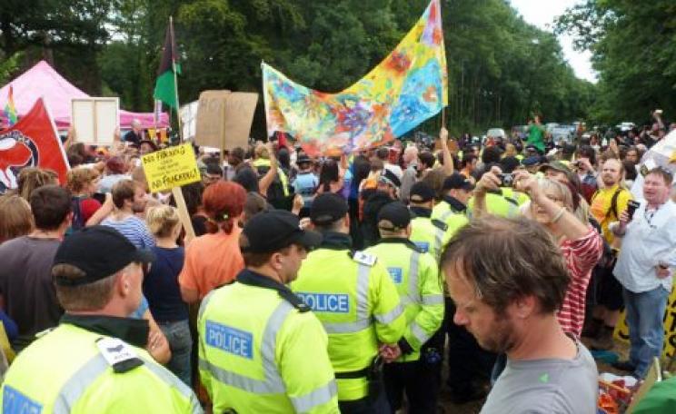 Anti-fracking protest at Balcombe, Sussex. Photo: Robin Webster via geograph.org.uk, CC-BY-SA-2.0.
