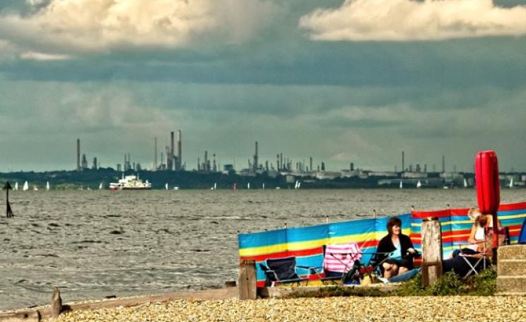 Fawley power station and oil refinery in Hampshire, England, from the beach at Hillhead. Photo: Anguskirk via Flickr (CC BY-NC-ND 2.0).