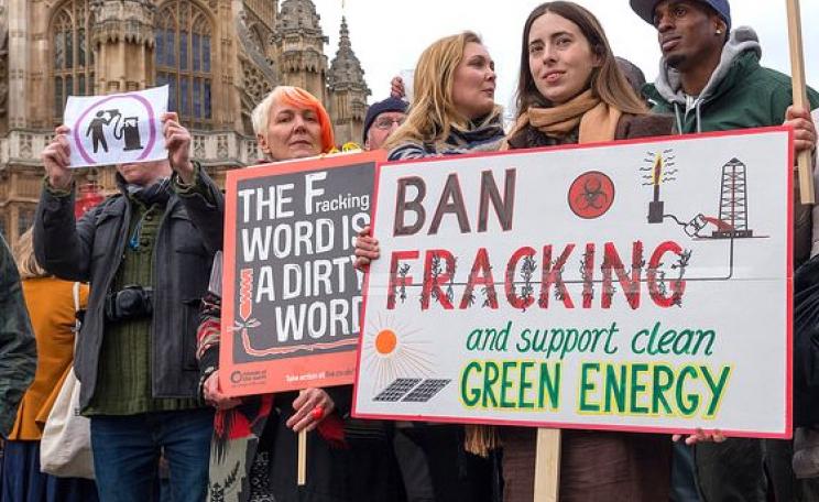 Ban Fracking! Anti-fracking demo in London, 26 January 2015, at which a 360,000-signature petition was handed in to Parliament. Photo: The Weekly Bull via Flickr (CC BY-NC-ND 2.0).