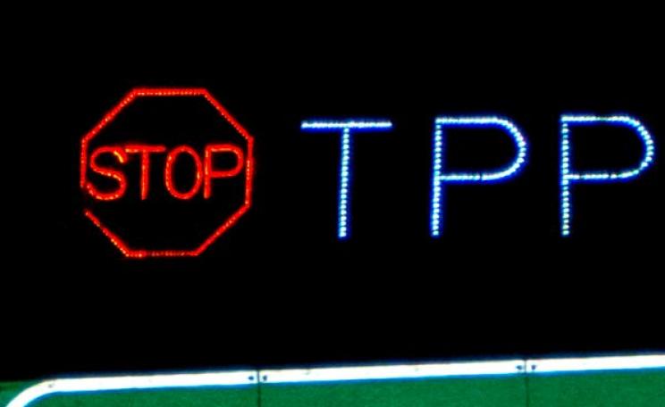 STOP TPP Overpass Light Brigade San Diego. Photo: Syd Stevens / Backbone Campaign via Flickr (CC BY-NC-ND).