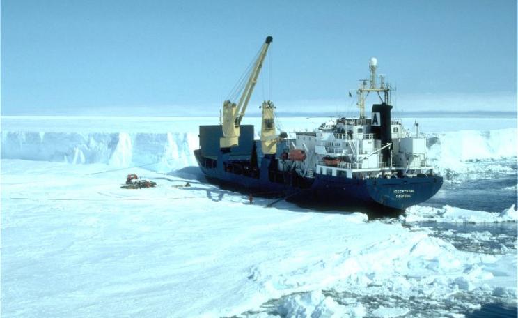 The melting on the southern Antarctic peninsula has been so sudden, that even the scientific expedition's supply ship seems to have been caught out. Photo: J Bamber,
