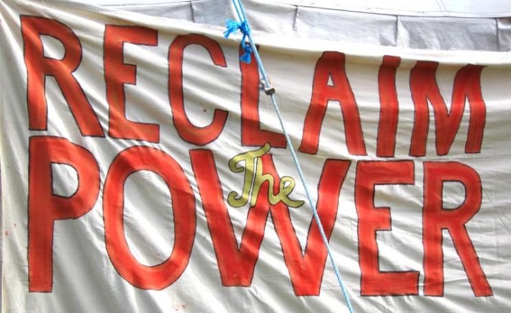 Reclaim the Power! Banner at the Didcot Climate Camp this weekend. Photo: Zoe Broughton.