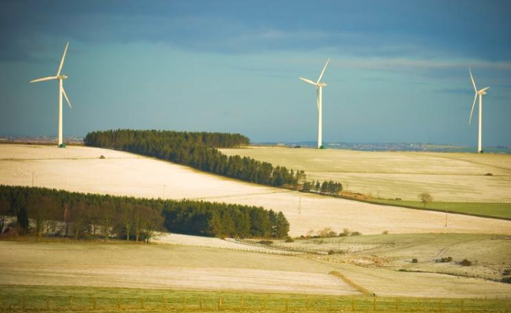 Wind turbines on farmland near Tow Law, County Durham, UK. Photo: Jonathan Pearson via Flickr (CC BY-NC-ND).