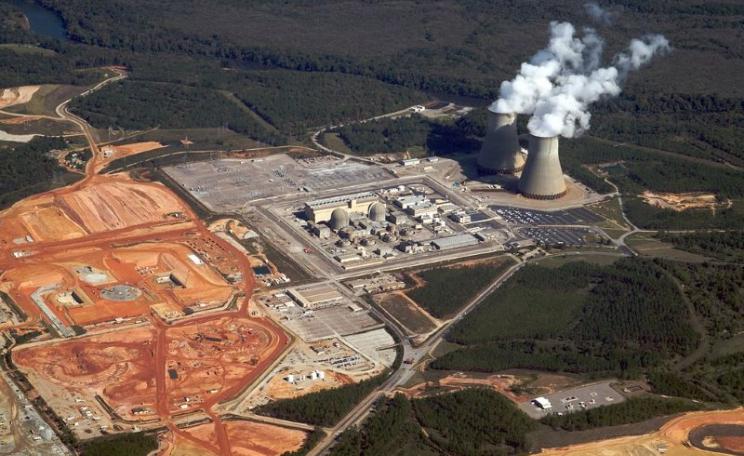 Years late, billions over budget: construction of two AP1000 reactors at Vogtle, South Carolina, October 2011. Photo: Charles C Watson Jr / Wikimedia (CC BY-SA).