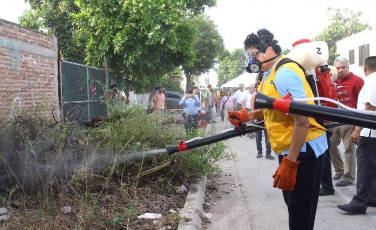 Insecticide spraying in Brazil, 2014. Photo: Malova Gobernador via Flickr (CC BY-NC-ND).