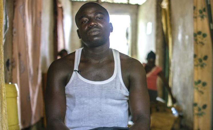 Jackson Wanyama, a former worker at the Metal Refinery smelter in Mombasa, Kenya. His wife Linette passed away last October. She used to wash his clothes and had high levels of lead poisoning. He too is suffering from his exposure to lead contamination. P