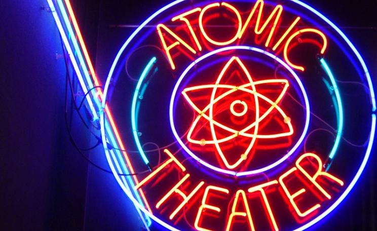 The nuclear show must go on! Sign for the Atomic Theater at the Museum of Science & Technology at Oak Ridge National Laboratory, TN, USA. Photo: Joel Kramer via Flickr (CC BY).