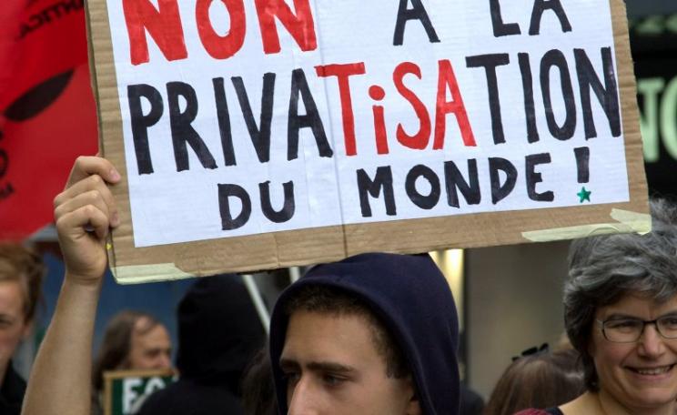 'No to the privaTISAtion of the world!' - sign at a recent demonstration agianst TISA in Geneva. Photo: Annette Dubois via Flickr (CC BY-NC).