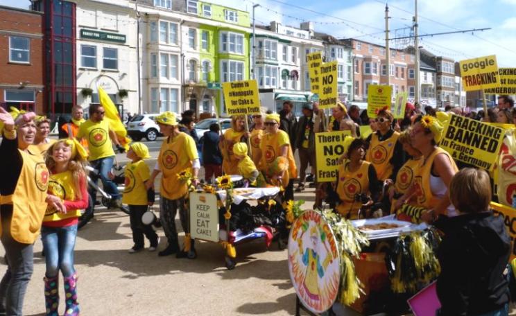 Lancashire: a local demonstration against fracking - 'Nanas to the front. Advance!' Photo: Victoria Buchan-Dyer via Flickr (CC BY-NC-ND).