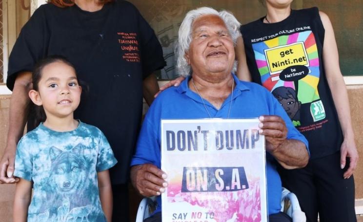 Four generations of Aboriginal Elder Yami Lester's family, united in their opposition to any nuclear waste dump on their land. Photo: author provided.