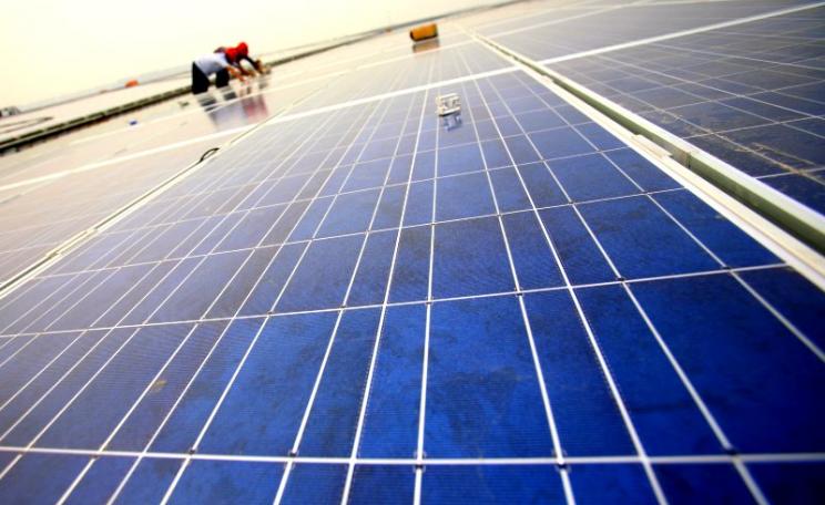 China is already the world's leading manufacturer and installer of solar PV. Installation of solar panels on the Hongqiao Passenger Rail Terminal in Shanghai, China. Photo: Jiri Rezac / The Climate Group via Flickr (CC BY-NC-SA).