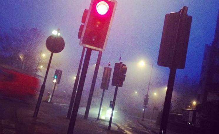 Red for Danger! London traffic lights in winter smog, 4th January 2015. Photo: alec boreham via Flickr (CC BY-NC-ND).