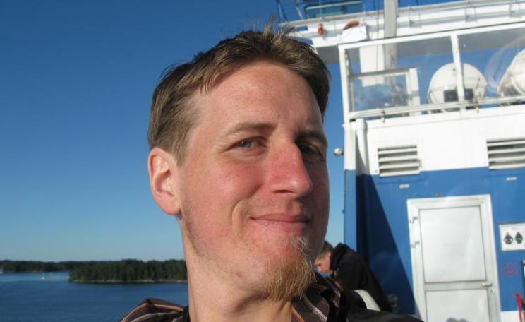 Ewan on board the Baltic ferry