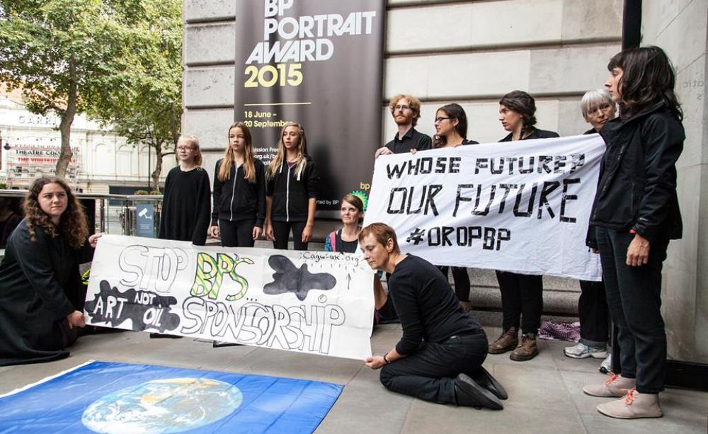 A performance by Children Against Global Warming at the National Portrait Gallery in August 2015, during Art Not Oil’s Festivoil Day of Action