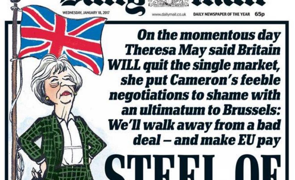 How the Daily Mail greeted Theresa May's sharp turn to the extreme right this week. Photo: Donnachadh McCarthy.