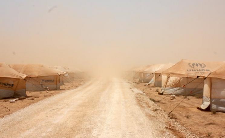 A dust storm hits Jordan's  Zaatari refugee camp on 29th July 2012 shortly after it was established ear the northern city of Mafraq. Photo: European Commission DG ECHO via Flickr (CC BY-SA).