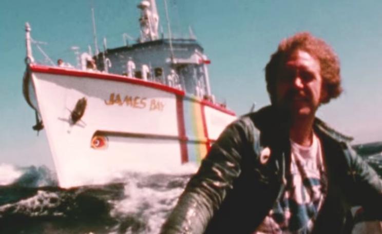 The Greenpeace ship James Bay was widely used in Greenpeace's iconic 'Save the Whale' campaign of the mid-1970s to obstruct the activities of killer boats intent on taking the last great whales. Photo: still from 'How to Change the World' (film by Greenpe