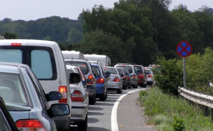 Cars sit stranded in a bank holiday weekend traffic jam on the A31 in the New Forest. (c) Jim Champion