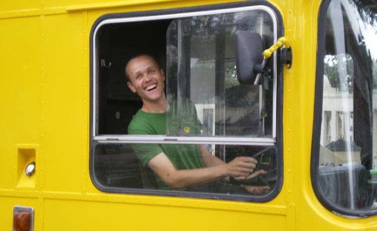 Big lemon bus driver